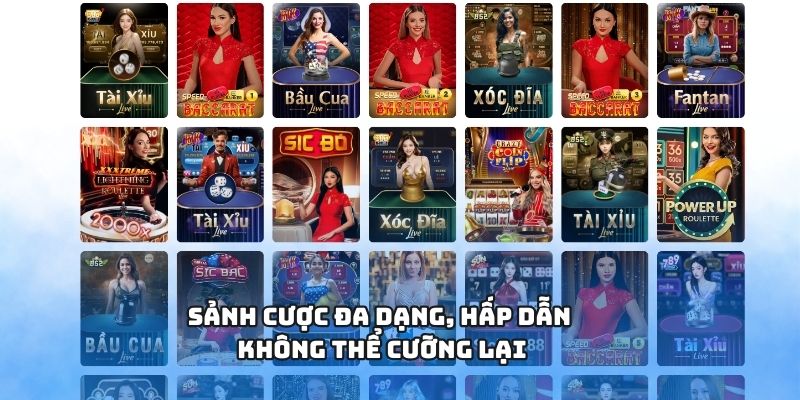 Sảnh cược đa dạng, hấp dẫn, không thể cưỡng lại
